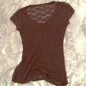 🍋Sexy Top w/ Pocket and Full Lace Back in Black